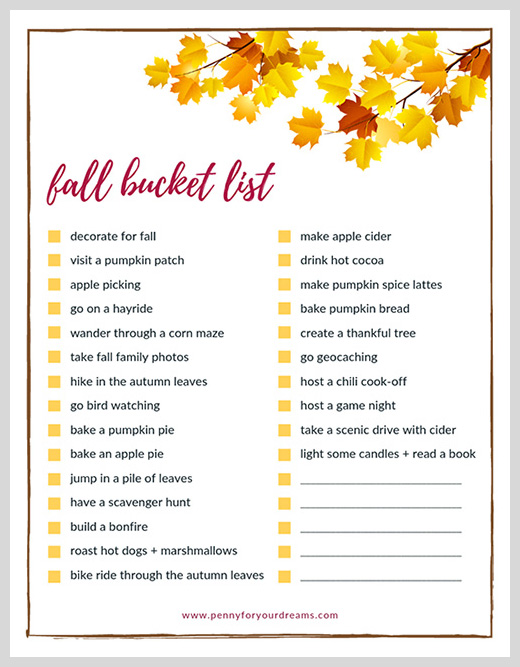 $2 DIY Fall Bucket List | Fall Family Traditions - FREE Printable!