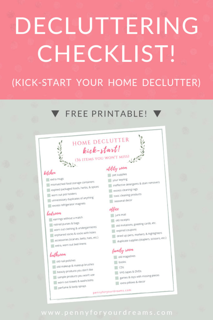 FREE Decluttering Checklist Kick-start