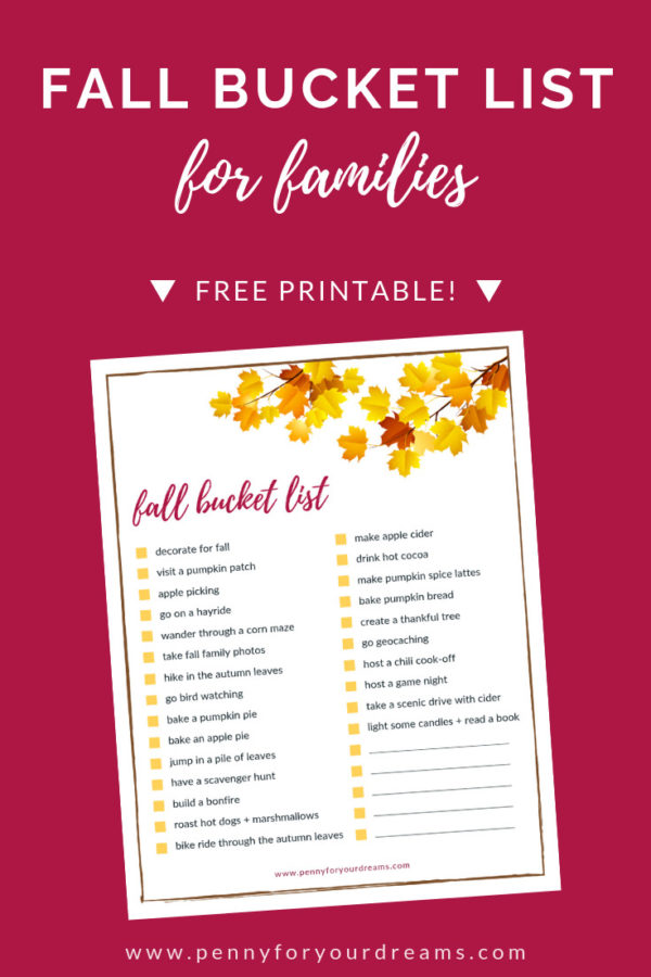 Fall Bucket List for Families - FREE Printable Checklist!